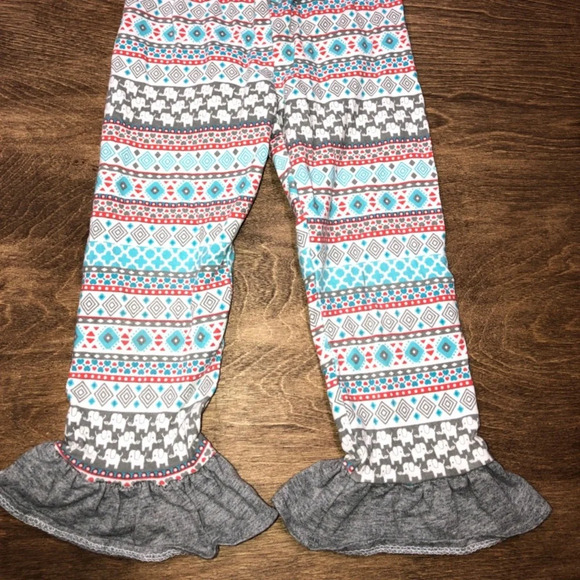 Nanette Kids Little Girls 4T Boho Ruffle Bell Bottom Pants - Picture 3 of 7